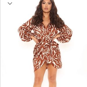 Animal style print satin mini dress